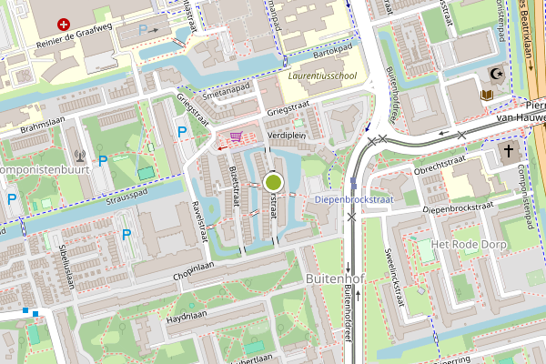 Ambulance-melding op Mahlerstraat, Delft op 29 juli, kaart-overzicht