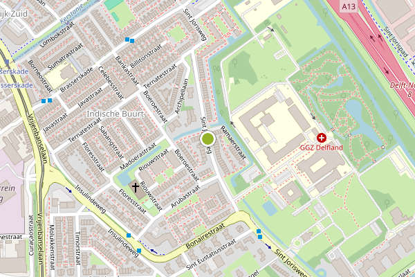 Ambulance-melding op Sint Jorisweg, Delft op 18 mei, kaart-overzicht
