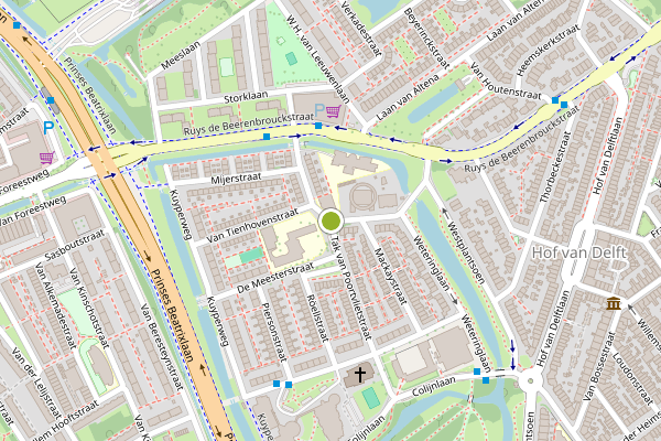 Ambulance-melding op Kappeyne van de Coppellostraat, Delft op 18 mei, kaart-overzicht