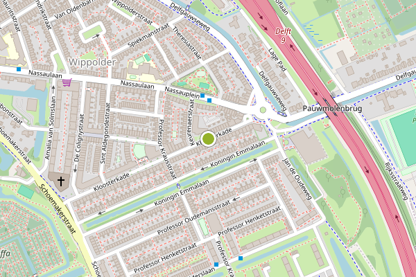 Ambulance-melding op Kloosterkade, Delft op 18 mei, kaart-overzicht