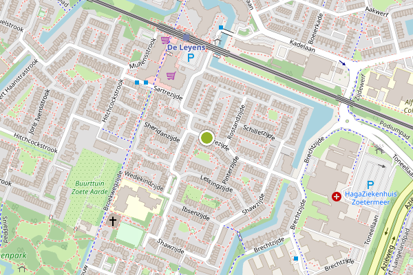 Ambulance-melding op Sartrezijde, Zoetermeer op 30 juli, kaart-overzicht