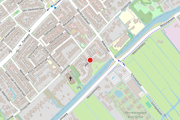 Brandweer-melding op Vlietwijck, Voorburg op 30 juli, kaart-overzicht