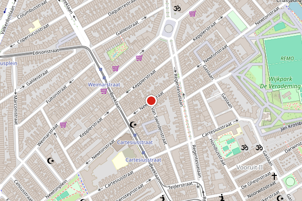 Brandweer-melding op Newtonstraat, Den Haag op 31 juli, kaart-overzicht