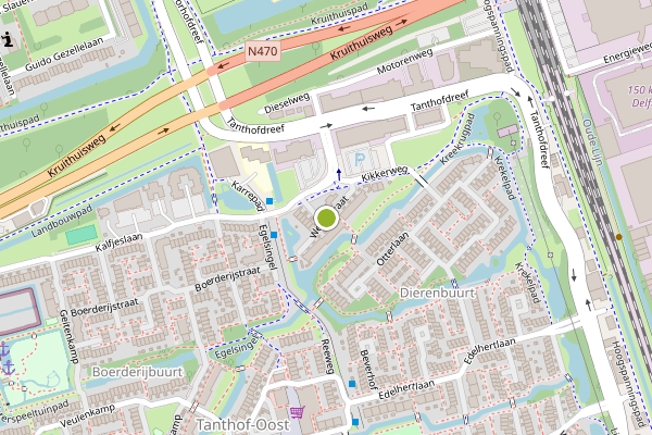 Ambulance-melding op Wezelstraat, Delft op 31 juli, kaart-overzicht