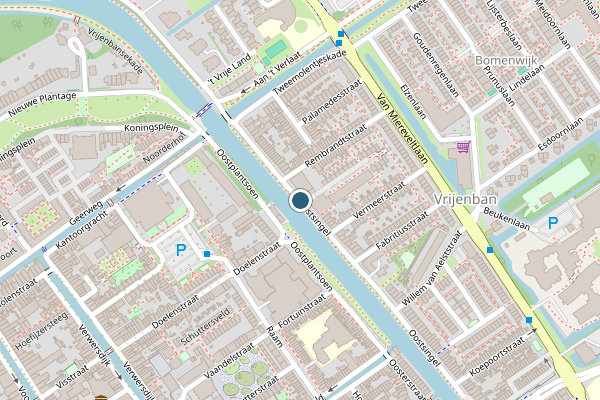 Politie-melding op Oostsingel, Delft op 1 augustus, kaart-overzicht