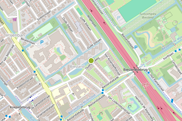 Ambulance-melding op Oudraadtweg, Delft op 1 augustus, kaart-overzicht