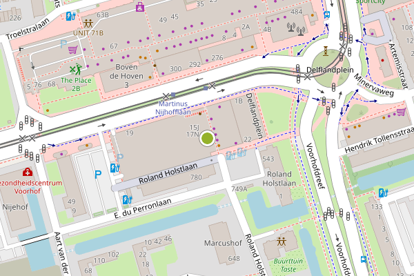 Ambulance-melding op Martinus Nijhofflaan, Delft op 1 augustus, kaart-overzicht