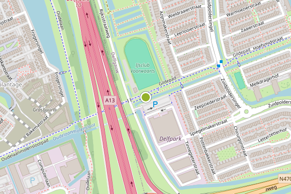 Ambulance-melding op Gildepad, Delfgauw op 19 mei, kaart-overzicht