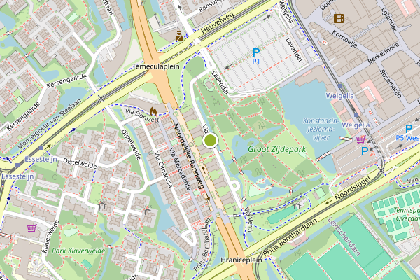 Ambulance-melding op Via Verdi, Voorburg op 1 augustus, kaart-overzicht