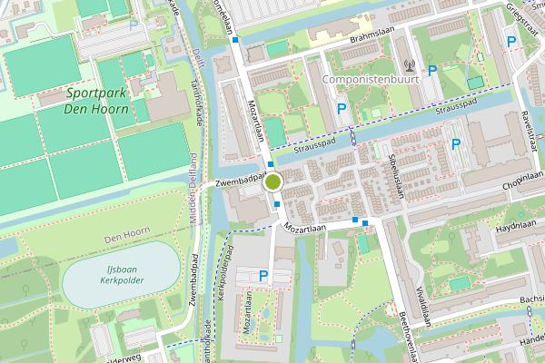 Ambulance-melding op Mozartlaan, Delft op 1 augustus, kaart-overzicht