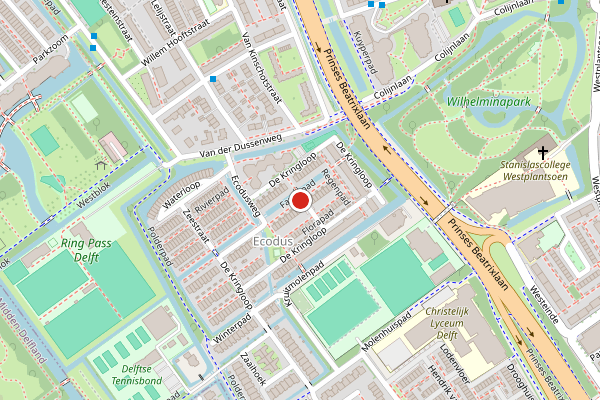 Brandweer-melding op Faunapad, Delft op 2 augustus, kaart-overzicht
