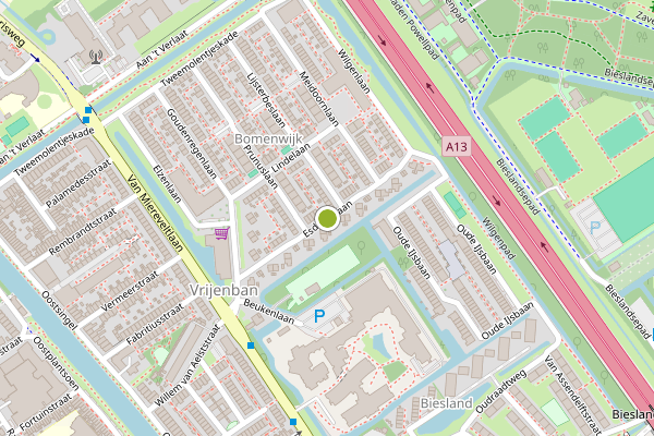 Ambulance-melding op Esdoornlaan, Delft op 2 augustus, kaart-overzicht