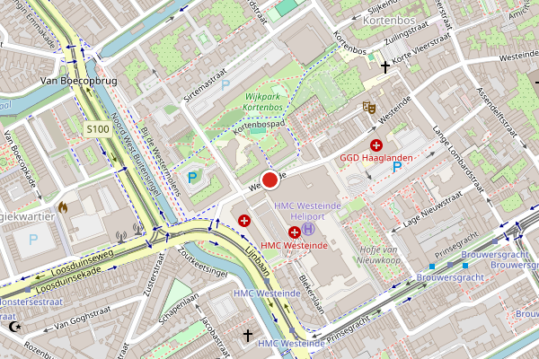 Brandweer-melding op Westeinde, Den Haag op 2 augustus, kaart-overzicht