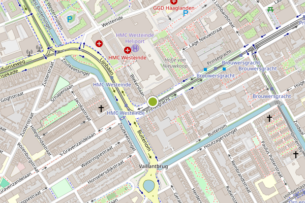 Ambulance-melding op Prinsegracht, Den Haag op 2 augustus, kaart-overzicht