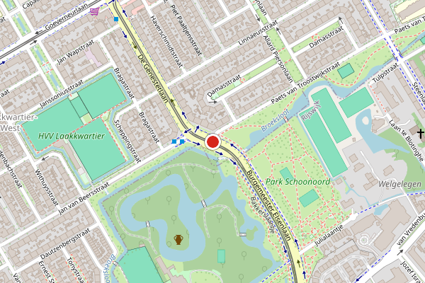 Brandweer-melding op Paets van Troostwijkstraat, Den Haag op 2 augustus, kaart-overzicht