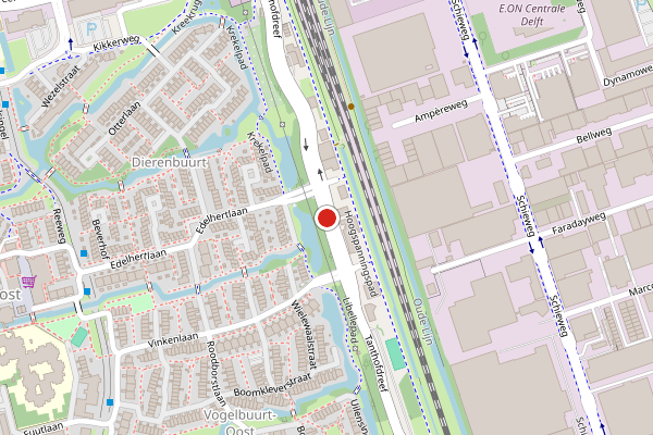 Brandweer-melding op Tanthofdreef, Delft op 2 augustus, kaart-overzicht