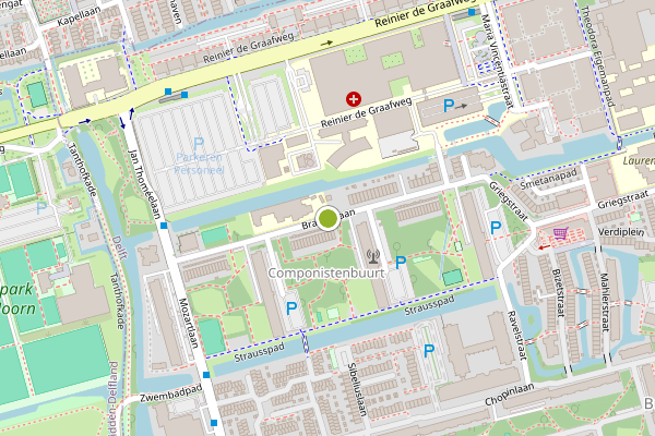 Ambulance-melding op Brahmslaan, Delft op 19 mei, kaart-overzicht