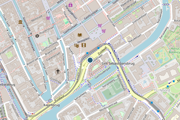 Politie-melding op Zuidwal, Delft op 19 mei, kaart-overzicht