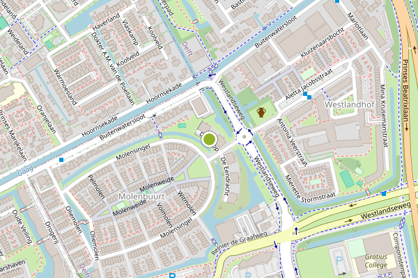 Ambulance-melding op De Hoop, Delft op 3 augustus, kaart-overzicht