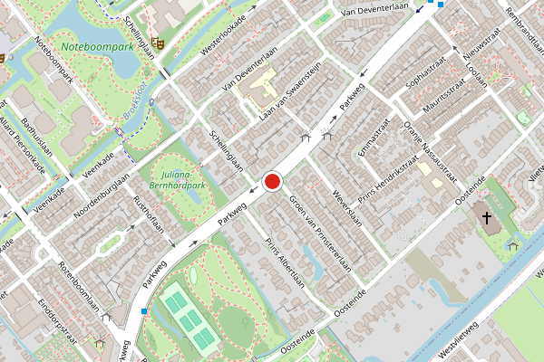 Brandweer-melding op Parkweg, Voorburg op 3 augustus, kaart-overzicht