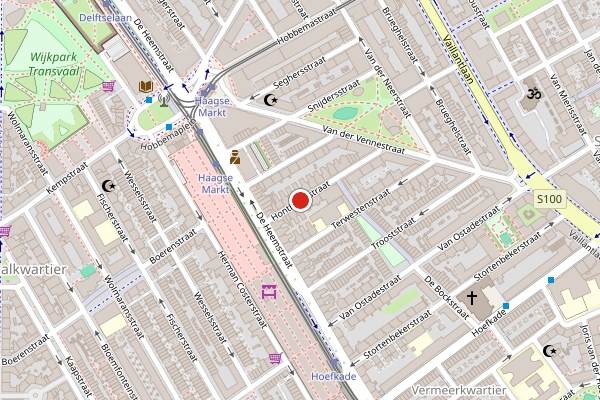 Brandweer-melding op Honthorststraat, Den Haag op 4 augustus, kaart-overzicht