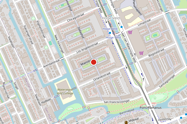 Brandweer-melding op Miamihof, Den Haag op 4 augustus, kaart-overzicht