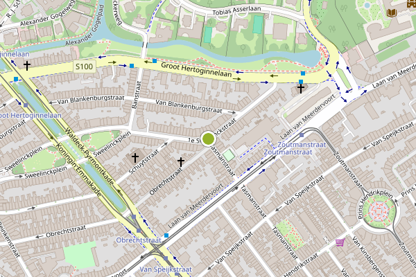 Ambulance-melding op 1e Sweelinckstraat, Den Haag op 4 augustus, kaart-overzicht