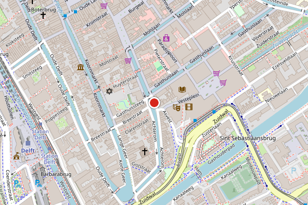 Brandweer-melding op Brabantse Turfmarkt, Delft op 20 mei, kaart-overzicht