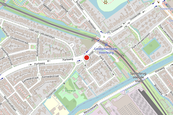 Brandweer-melding op Oosteinde, Voorburg op 4 augustus, kaart-overzicht