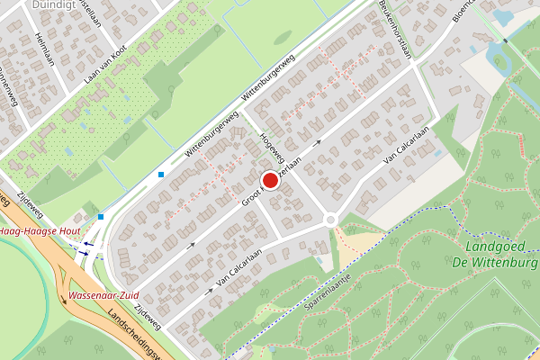 Brandweer-melding op Groot Hoefijzerlaan, Wassenaar op 20 mei, kaart-overzicht