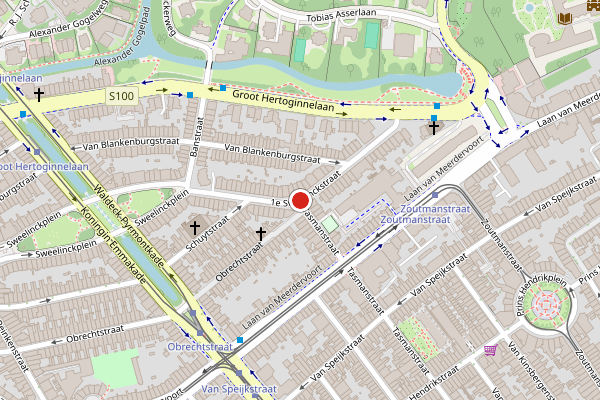 Brandweer-melding op 1e Sweelinckstraat, Den Haag op 5 augustus, kaart-overzicht