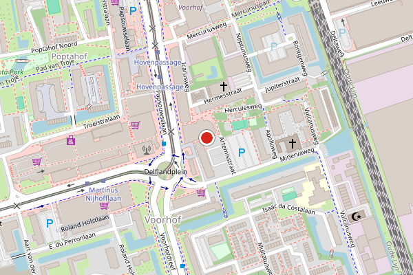 Brandweer-melding op Artemisstraat, Delft op 5 augustus, kaart-overzicht