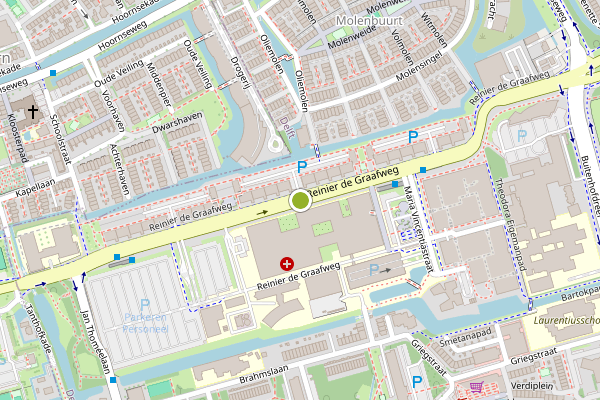 Ambulance-melding op Reinier de Graafweg, Delft op 5 augustus, kaart-overzicht