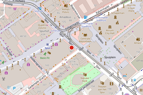 Brandweer-melding op Spui, Den Haag op 5 augustus, kaart-overzicht