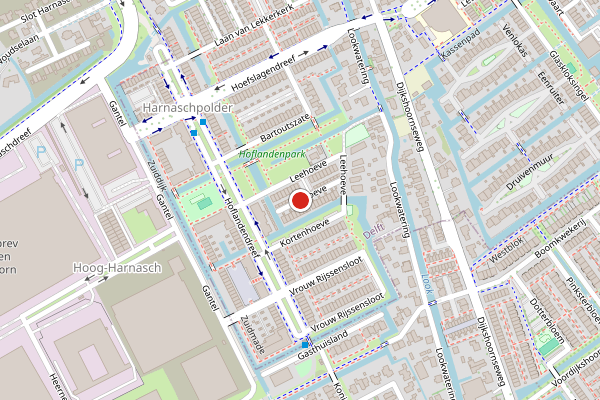 Brandweer-melding op Leehoeve, Delft op 6 augustus, kaart-overzicht