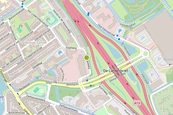 Ambulance-melding op Staalweg, Delft op 6 augustus, kaart-overzicht