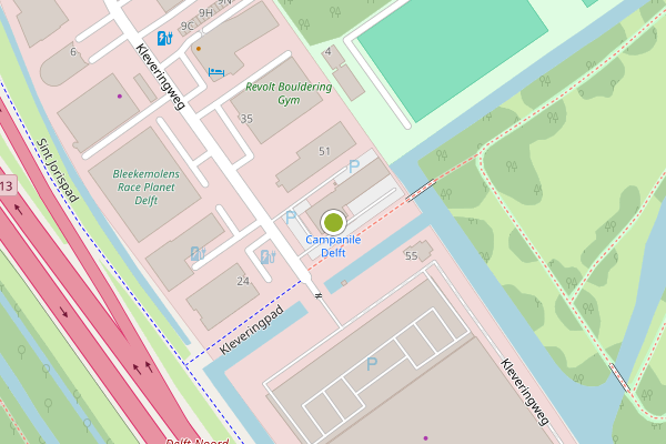 Ambulance-melding op Kleveringweg, Delft op 6 augustus, kaart-overzicht