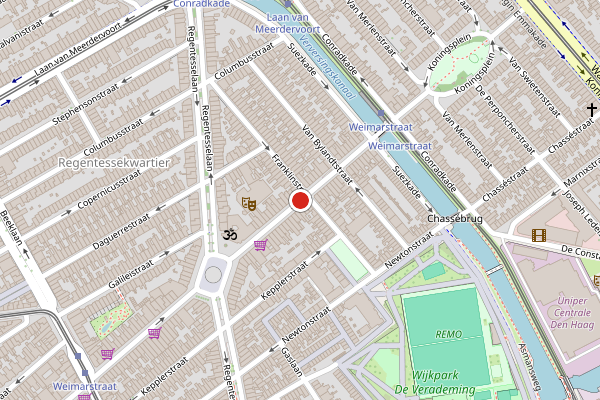 Brandweer-melding op Weimarstraat, Den Haag op 6 augustus, kaart-overzicht