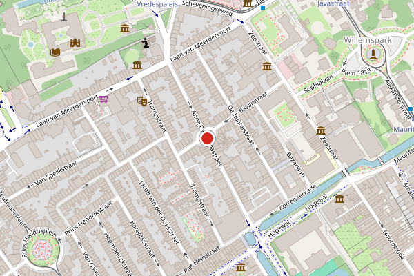 Brandweer-melding op Anna Paulownastraat, Den Haag op 6 augustus, kaart-overzicht