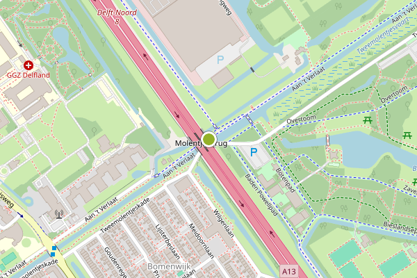 Ambulance-melding op Aan 't Verlaat, Delft op 7 augustus, kaart-overzicht