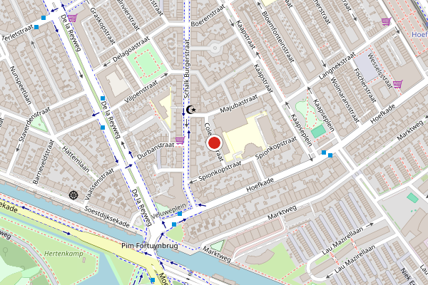 Brandweer-melding op Colensostraat, Den Haag op 7 augustus, kaart-overzicht