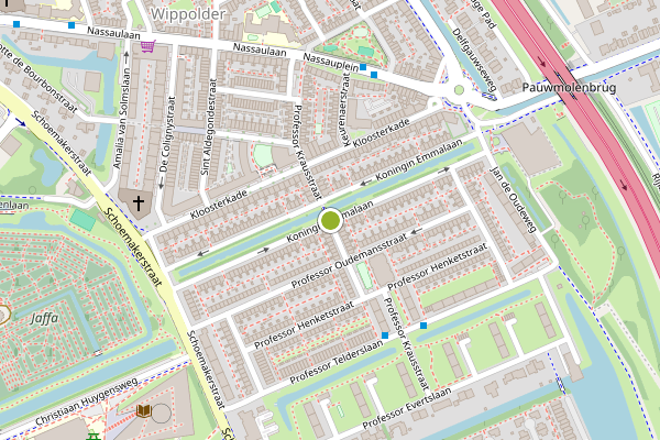 Ambulance-melding op Koningin Emmalaan, Delft op 7 augustus, kaart-overzicht