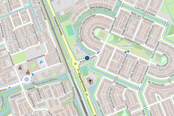 Politie-melding op Vrouwenrecht, Pijnacker op 21 mei, kaart-overzicht