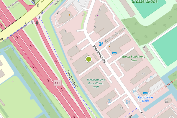 Ambulance-melding op Kleveringweg, Delft op 21 mei, kaart-overzicht