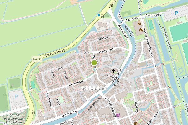 Ambulance-melding op Westlander, Schipluiden op 23 mei, kaart-overzicht