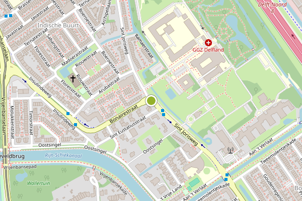 Ambulance-melding op Sint Jorisweg, Delft op 24 mei, kaart-overzicht