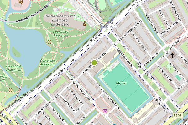 Ambulance-melding op Roemer Visscherstraat, Den Haag op 24 mei, kaart-overzicht