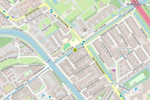 Ambulance-melding op Tweemolentjeskade, Delft op 24 mei, kaart-overzicht