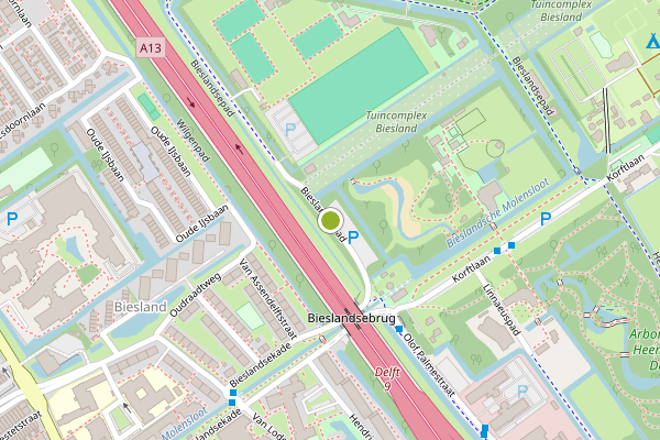 Ambulance-melding op Bieslandsepad, Delft op 24 mei, kaart-overzicht