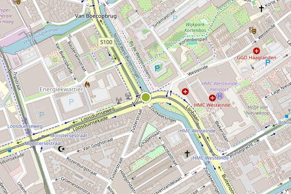 Ambulance-melding op Lijnbaan, Den Haag op 25 mei, kaart-overzicht